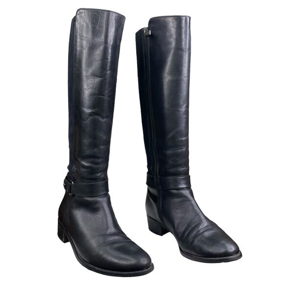 Aquatalia Women’s Black Leather 2 Tone Riding Boot Size US 8 - Picture 5 of 13
